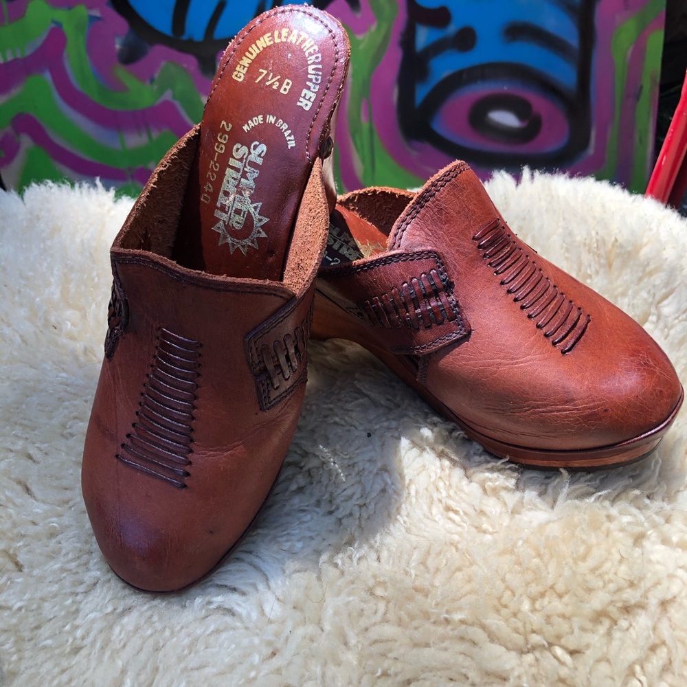 Genuine leather mules